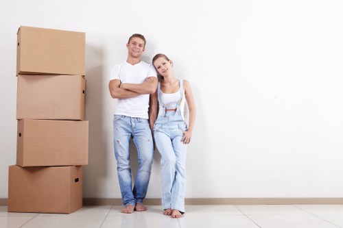 House removals planning in Bellingham with moving boxes and a van