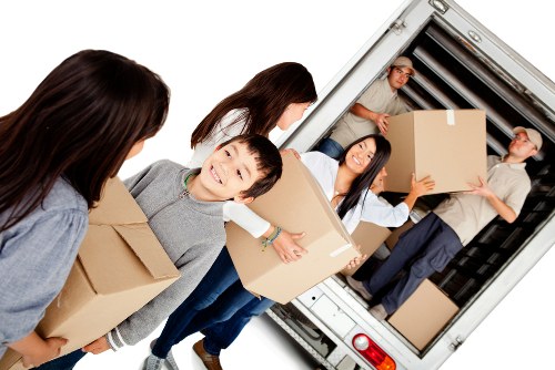 Boxes and household items in a Bellingham storage unit
