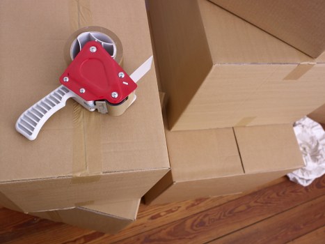 Packed boxes and furniture stored for later use